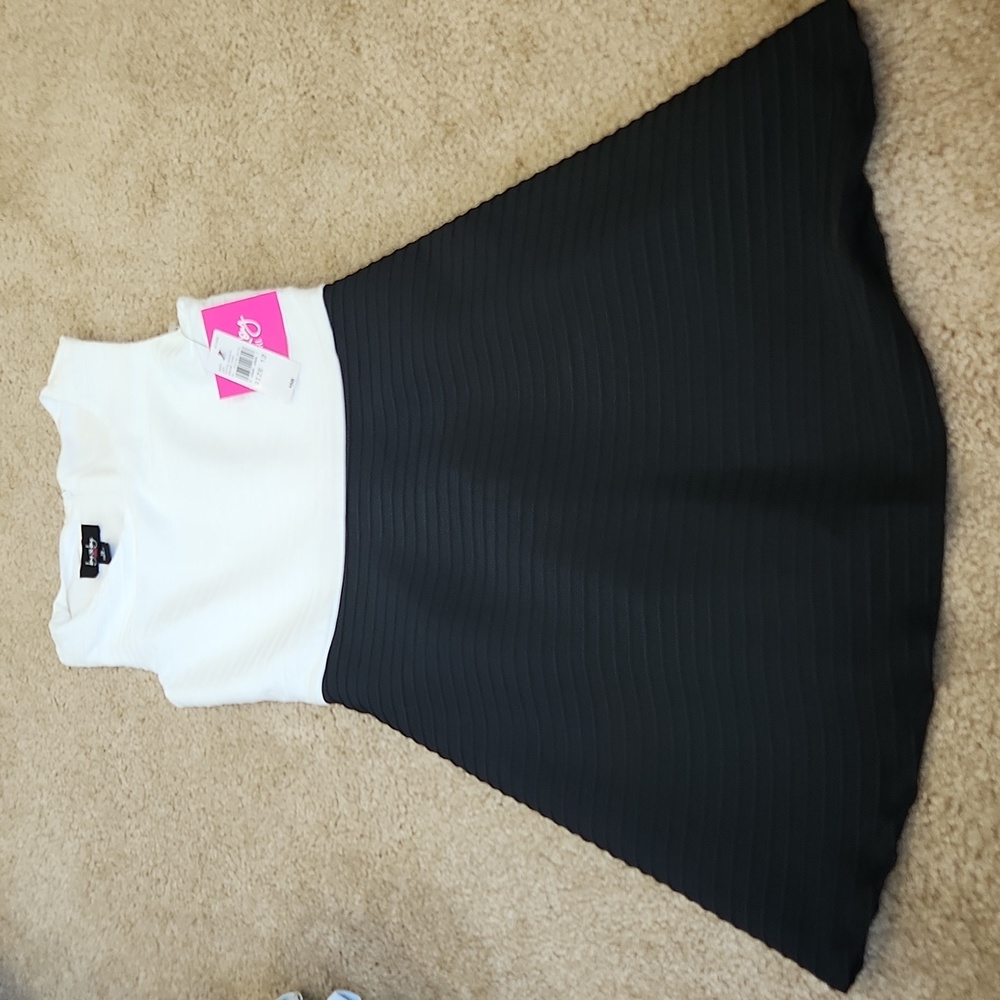 NWT girls white and black dress